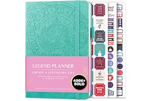 Legend Planner - Meilleur agenda hebdomadaire et calendrier mensuel pour augmenter la productivité, atteindre les objectifs et gérer le temps-maître - A5, non daté - Aigue-marine