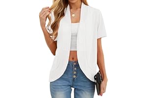 QIXING Sommer Damen Leichte Kurzarm Strickjacke Strickjacke für Damen Atmungsaktiv und Sonnenschutz Frühling Herbst Cardigan Damen