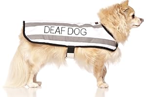 DEXIL DEAF DOG (Dog Has Limited/No Hearing) White Colour Coded S M L Reflective Waterproof Fleece Lined Warm Dog Coats PREVENTS Accidents By Warning Others Of Your Dog In Advance (S)