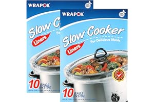 TFRO & CILE WRAPOK Small Slow Cooker Liners Kitchen Disposable Cooking Bags BPA Free for Oval or Round Pot, Size 11 x 16 Inch, Fits 1 to 3 Quarts - 2 Pack (20 Bags Total)
