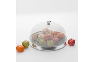 Kuber Industries 10 Inch Mesh Guard Stainless Steel Food Cover Dome Dish Cover Net Basket for Kitchen & Outdoor Use Protects Food from Mosquitoes, Insects and Flies Silver