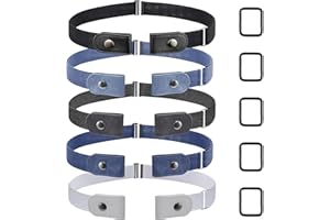 FINEASY 5 Pcs No Buckle Belt for Women Men, Elastic Belt Invisible Adjustable Stretch Belts Quick Release Waist Belt for Jeans Pants Dress Unisex Belts without Buckle