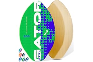 BPS New Zealand 'Gator' Skimboards with Colored EVA Grip Pad and High Gloss Clear Coat | Wooden Skim Board with Grip Pad for Kids and Adults | Choose from 3 Sizes and Traction Pad Color