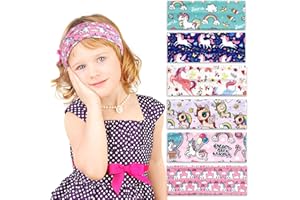 MEANJU Fascia Capelli Bambina 6 Pezzi, Fasce per Capelli Bambina Unicorno, Fascia per Capelli Elastica e Larga, Cerchietto per Capelli per Bambini, per Bambini dai 5 ai 15 Anni