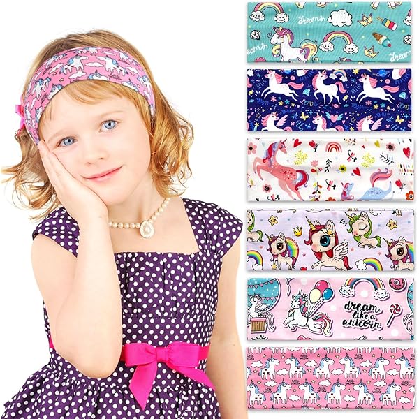 4 Fascie Capelli Unicorno Per Bambine | Elastiche E Colorate, Età 5-15 Anni - Foto 7