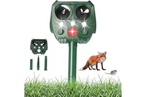 Repellente per Gatti Domigard per Giardino | Ultrasuoni dissuasore per gatti Impermeabile con 5 Modalità, Sensore PIR e Luci LED | Ricaricabile Solare | Allontana efficacemente Piccioni,Gatti, Volpi