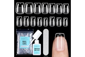 ‎TOMICCA TOMICCA Nail Tips mit 7g Nagelkleber Set, 240 Stücke Ultra Kurze Coffin Nageltips & Kleber Set, Künstliche Gel Nail Tips für Nagelverlängerung Nail Art DIY & Nagelstudio zu Hause,15 Größen