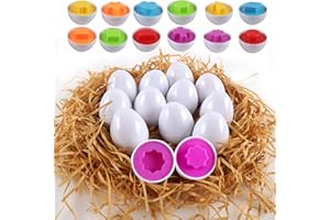 huruirui Uova Abbinate Colore e Forma Assortiti Riconoscimento Uova di Pasqua in Plastica Uova Abbinate Giocattoli Montessori Puzzle Giocattolo Educativo Pasqua Compleanno Regali per Bambini 12pcs