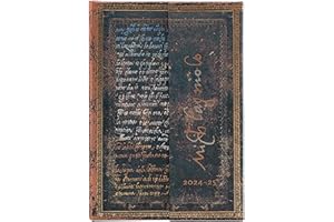 Paperblanks Kalendarz 18-miesięczny 2025, Michał Anioł, pismo ręczne, mini, poziomy, składana koperta