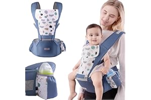 Wsndm Ergonómico Con Asiento Mochila Portabebés, 6 En 1 Correa Multifuncional Para Bebés, Puro Algodón Ligero y Transpirable, Toallas Con Saliva, Ajustable, Para Recién Nacido a 22kg