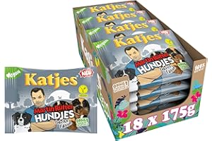 ‎KATJES Katjes Martin Rütter Hundjes – Schaumzucker mit Lakritz, würzig-süße Lakritz-Kombination, Lakritz-Mix vegan, in Vorrats-Box, 18 x 175 g