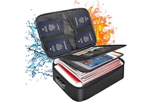 DocSafe Estuche de Almacenamiento de Documentos con Cerradura, 3 Capas, ignífugo, Cremallera Resistente al Agua, Bolsa organizadora portátil de Viaje para Laptop, Archivos, certificados, Regalos para