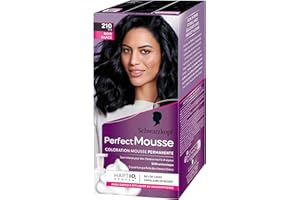 Schwarzkopf - Perfect Mousse - Coloration Cheveux - Mousse Permanente sans Ammoniaque - Masque Soin 96 % d'ingrédients d'origine naturelle - Noir Glacé 210