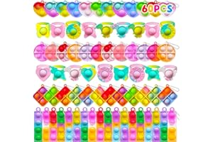 KIDRENFUN Party Bag Fillers for Kids - 60 PCS Fidget Toys Pack Party Favours, Birthday Party Bag Toys Lucky Dip Prize, Poppet Keyring Class Gifts, Return Gifts Pinata Fillers for Girls Boys