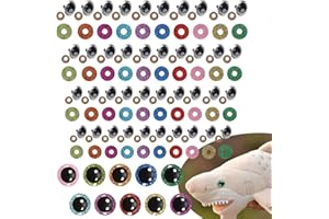 MOKERNALI Occhi per Bambole, Occhi per Pupazzi Colorato, Occhi di Sicurezza per Amigurumi, 100 Pezzi 18 mm Colorati Occhi di Vetro Kit + 100 Pezzi con Colorate Brillantini, per Giocattoli e Peluche