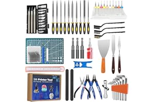 KOMABLEN 84 Pezzi Kit Modellismo, Attrezzi per Modellismo Per Pulizia Degli Ugelli, Kit per Modellismo Accessori Stampante 3d per Tappetino da Taglio, Sbavatore, Incisione, Strumenti di Finitura