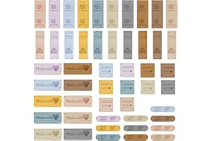 SUBTAVIK Etichette Artigianali, 50 Confezioni, Fatte A Mano, In Pelle PU, Goffrate, Cucito, Fai Da Te, Artigianato