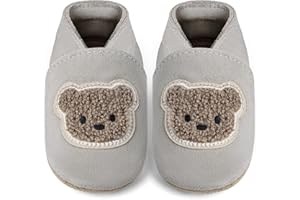 IceUnicorn Chausson Bebe Chaussons Cuir Bébé Cuir Souple Antidérapantes Chaussures Premiers Pas Garçon Fille
