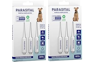 Zotal Parasital Pipetas Antiparasitarias para Perros Medianos (10-25 kg) Pack 2 Blíster de 3 Pipetas (6 en total) - Protección contra Pulgas, Garrapatas y Mosquitos - Repelente Natural-hasta 6 Semanas