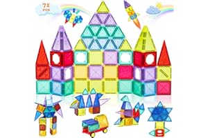 Cugybue 71 Pezzi Costruzioni Magnetiche per Bambini,Blocchi Magnetici Giochi Bambini Bambina 3 4 5 6 7 Anni,Blocchi Magnetici per Bambini Gioco Educativi Giocattoli,Costruzioni Magnetiche Bambini