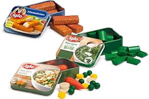 Erzi 06006 Tiefkühlsortiment von Iglo aus Holz, Kaufladenartikel für Kinder, Rollenspiele.