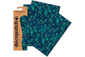 Décopatch - Ref C722O - Dark Blue Peacock Print Paper Pack - Each Sheet 30 x 40cm, Pack of 3 Paper Sheets - Best Used With Décopach Glue & Varnish, Dark Blue