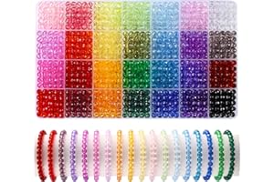 DIYDEC 2800 Stück Kristall facettierte Perlen, 6mm Crystal Beads Kristalle Flache Perlen Rondelle Kügelchen für Halskette Armbänder Ohrringen Schmuckherstellung DIY Basteln