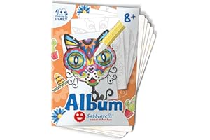 Sabbiarelli Sand-it For Fun - Album Mexicolors avec 5 Dessins Autocollants à Colorier avec du Sable Coloré (non inclus). Loisir Créatif, Art du Sable Relaxant, Garçons, Filles et Adultes