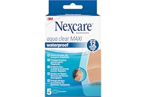 Nexcare Aqua Clear MAXI Waterproof Plasters, 60 mm x 88 mm, 5/Pack