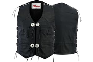 German Wear Leder Motorrad Kutte Conchoweste Bikerweste Motorradweste Weste schwarz