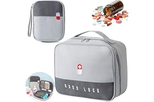 DCAS 2 Stück tragbare Medizin-Aufbewahrungstasche - große Kapazität, wasserdicht für Reisen, Medikamente und Transport (Grau)