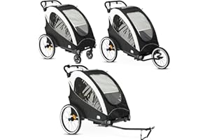 Deryan Remorque Velo 2 Enfants de Luxe 3en1 Poussette Duo