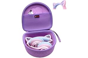 XANAD Tasche für Kinder Kopfhörer - iClever BTH21 BTH13 BTH19 HS20 HS25 Bluetooth Kopfhörer Kinder mit Katzenohr (Lila)