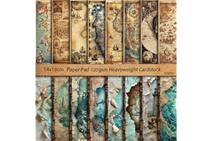 KASESSS 30 Fogli Vecchie Mappe Carta Scrapbooking, Carta per Decoupage, Cartas Decorativa, Scrapbook Papier Mappa del Mare, 14x18cm Papier per Fai da Te per Journaling, Scrapbooking, Calendario, Foto