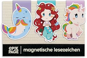 ‎EPIKPAGE Magnetic Bookmarks for Girls: Unicorn Horse, Mermaid, Narwhal - Small Gifts for Kids, Students - High Quality Magnetic Bookmark Souvenir - Gift for School Girls - Set of 3