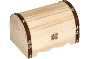 Glorex 6 2003 250 - Cofre del Tesoro de Madera de Pino Aprox. 15 x 10 x 10 cm FSC Mix Cofre Natural para Pintar Pegar y Decorar