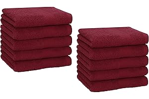 Betz Lot de 10 Serviettes débarbouillettes lavettes Taille 30x30 cm en 100% Coton Premium Couleur Rouge foncé