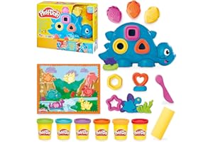 Play-Doh Hasbro, Starter Set Dinosauro Forme e Colori, Arti e Mestieri Creativi per Bambini e Bambine dai 2 Anni in Su, Ottima Idea Regalo di Natale, Include 6 Vasetti di Pasta Modellabile e Accessori