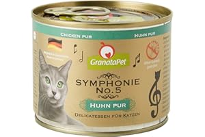 GranataPet Symphonie No. 5 Pollo Pur, Comida para Gatos sin Cereales ni azúcares, Filete en gelatina Natural, Delicado alimento húmedo para Gatos, 6 x 200 g