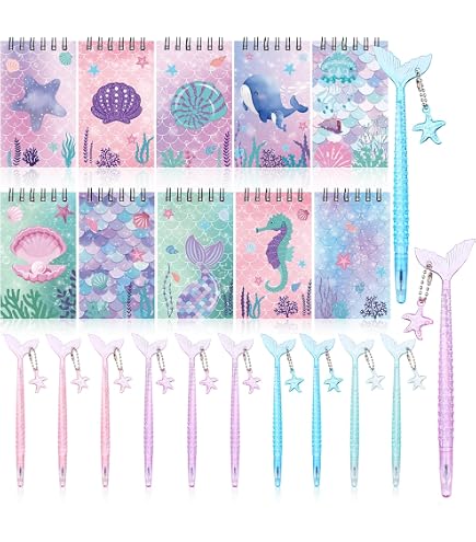 Dianelhall Mini-Notizbücher Meerjungfrau – 24 Stück, Spiralbindung, 6x10 Cm, Süße Gastgeschenke Für Kinderparty