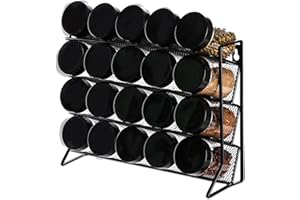 NEXA STORE Especiero Nexa | Especiero de 4 niveles para guardar especias, estante de almacenamiento de especias de metal, organizador de especias para cocina, encimera, armario, despensa – Negro (sin botes)