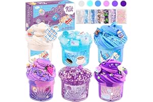 ROWECVCE 6 Pack Snacks Slime Kit for Kids-Cloud Butter Clear Slimes, Blue & Purple Snacks Slime, Soft and Non-Sticky, Party Favors, Goodie Bag Stuffers, Classroom Rewards, Birthday Gifts for Girls Boys