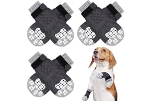 PUPTECK Hundesocken Pfotenschutz Anti Rutsch Outdoor Indoor 3 Paar, Hundeschuhe für kleine, mittlere, große Hunde, Sommer Hitzeschutz Pfoten Schutz Pads mit Griffen für ältere Hunde Hartholzböden
