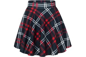 DRESSTELLS Gonna Corta Svasata Mini Gonna da Pattinatrice Versatile Elastica Solida Colore Gonna