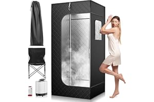 COULEEUR Sauna da Casa, 9 Impostazioni di Temperatura e Sauna Portatile per Tutto il Corpo, Dotata di Motore a Vapore da 2.6 Litri e 1000W, Sauna a Vapore per Disintossicazione, Relax (180x85x85cm)