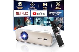 [NetfIix Officially & DoIby Audio] Aurzen Eazze D1 4K Supported Smart Projector with Auto Focus & Auto Keystone, 50% Zoom, HDR 10, 60Hz Portable Projector for iOS/Android/USB/TV Stick,Gold