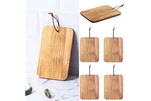 NOTRASH2003 Set di 6 taglieri per la colazione, piatti per il pane, tagliere in legno, 20 cm x 15 cm, con gancio