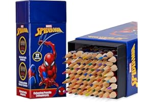 Disney Colouring Pencils for Kids, 72 Pencils Colouring Box Assorted Colours Art Supplies - Kids Gifts (Navy Spiderman)