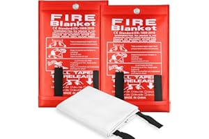 JIBENGAO Löschdecke Küche, 1m x 1m Glasfaser Feuerlöschdecke, Flammschutzmittel und Wärmedämmung, Brandschutzdecke Notfall für Fettbrände Auto Schule Kamin Grill Büro Schweißen Camping (2 Pack)