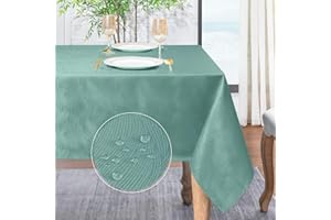 Softalker Mantel Mesa Rectangular 140x100 cm Navidad Verde Menta de Jacquard a Rayas Manteles Antimanchas Impermeables de Exterior para la Protección de Mesas Modernas para Otoño Cumpleaños Boda